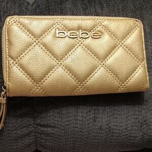 Bebe Gold Quilted Wallet